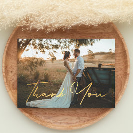 Cartão De Notas obrigado, foto de casamento com escrita moderna a