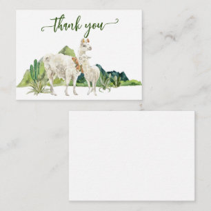 Cartão De Notas Obrigado Llama Alpaca Chá de Bebê Aquarela