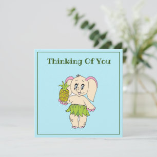 Cartão De Notas Obrigado Mint Floral Pinapple E Elefante