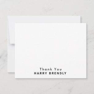 Cartão De Notas Obrigado Monograma Nome White Flat Note Card