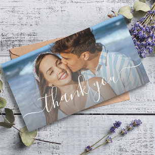 Cartão De Notas obrigado, na moda, escrevendo a foto de casamento