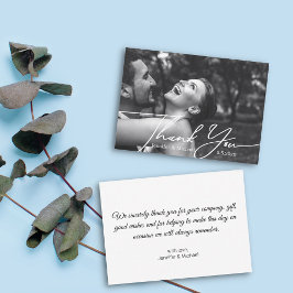 Cartão De Notas obrigado para você foto mínima de casamento preto 