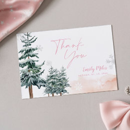 Cartão De Notas Obrigado pelo Chá de Bebê Rosa Blush Winter Wonder