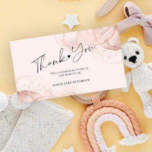 Cartão De Notas Obrigado pelo orçamento rosa dourado baby shower