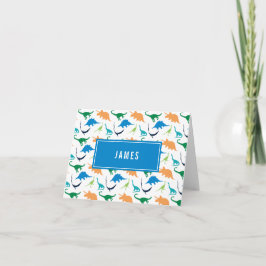 Cartão De Notas Obrigado personalizado do menino dinossauro formal