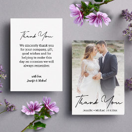Cartão De Notas obrigado por foto de casamento estilosa e chic à m