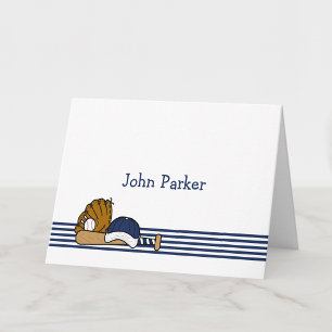 Cartão De Notas Obrigado que feito sob encomenda do basebol branco