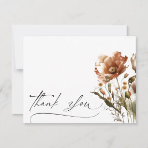 Cartão De Notas Obrigado Script Watercolor Willowers