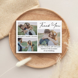 Cartão De Notas obrigado simples - casamento de três fotos