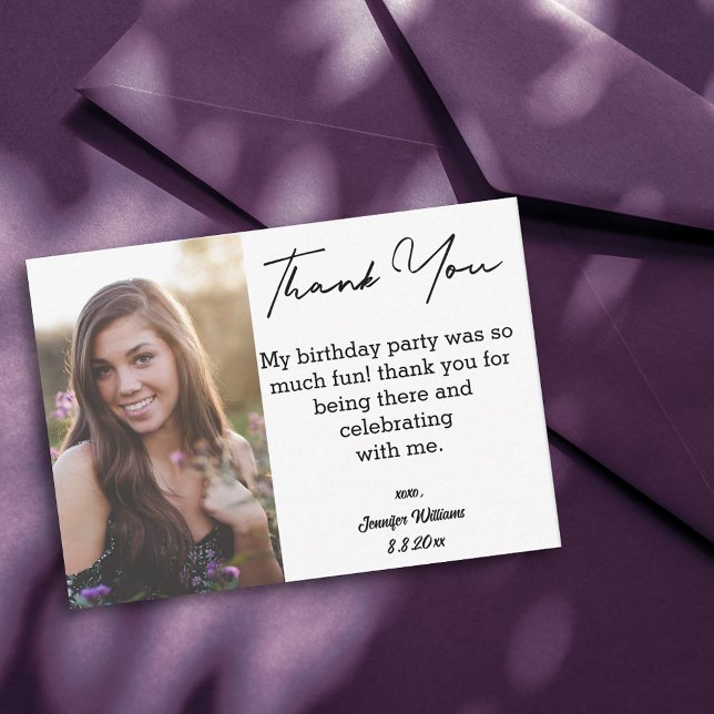 Cartão De Notas obrigado, sua doce foto simples de 16 anos (Criador carregado)