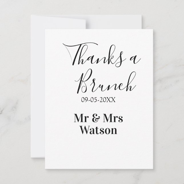 Cartão De Notas Obrigado um brunch pós-casamento nome data simples (Frente)