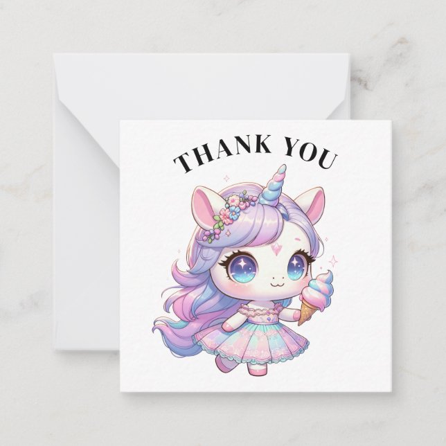 Cartão De Notas Obrigado Unicorn Card (Frente)