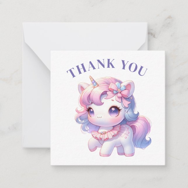 Cartão De Notas Obrigado Unicorn Card (Frente)
