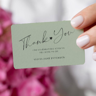 Cartão De Notas Obrigado verde do script de chá de fraldas de orça