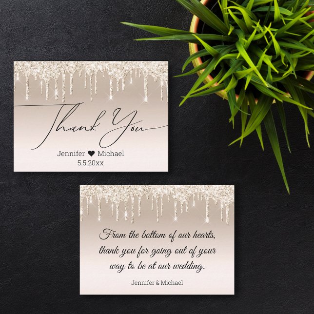 Cartão De Notas obrigado você, luxo de ouro a pingar brilha casame (Criador carregado)