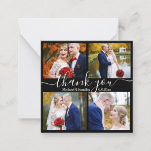 Cartão De Notas obrigado você, script mínimo 4 fotos preto de casa