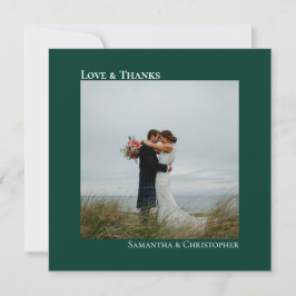 Cartão De Notas Obrigados De Amor Foto De Casamento Verde Emerald