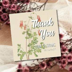 Cartão De Notas Obrigados de Vintage Columbine Botanical Watercolo