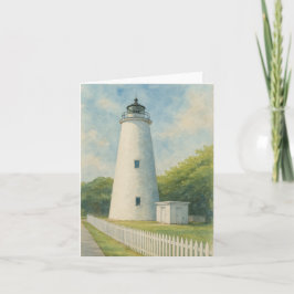 Cartão De Notas Ocracoke Lighthouse Watercolor
