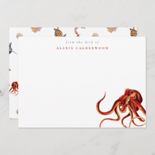 Cartão De Notas Octopus de Aquarela Moderna Personalizado