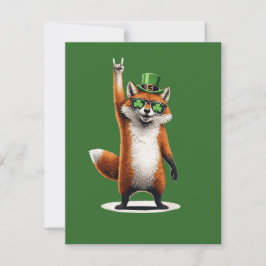 Cartão De Notas Óculos de sol Shamrock Lucky Fox no dia de São Pat