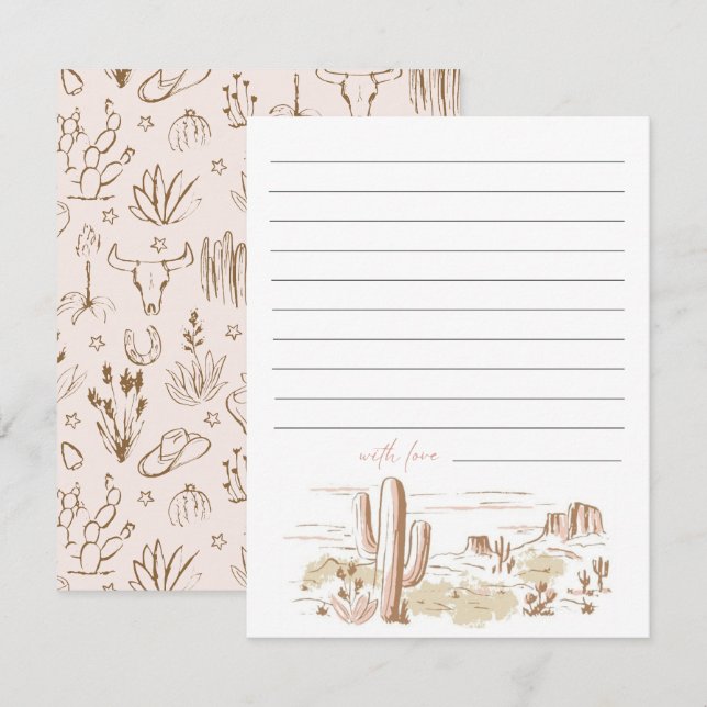 Cartão De Notas Oh Baby Cowgirl Baby Shower Advice  (Frente/Verso)