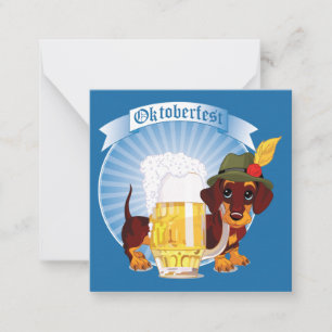 Cartão De Notas Oktoberfest Beer and Dog Greeting Card
