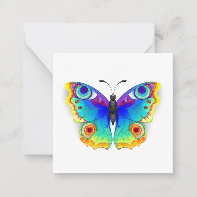 Cartão De Notas Olho Peacock da Borboleta Arco-Íris (Frente)