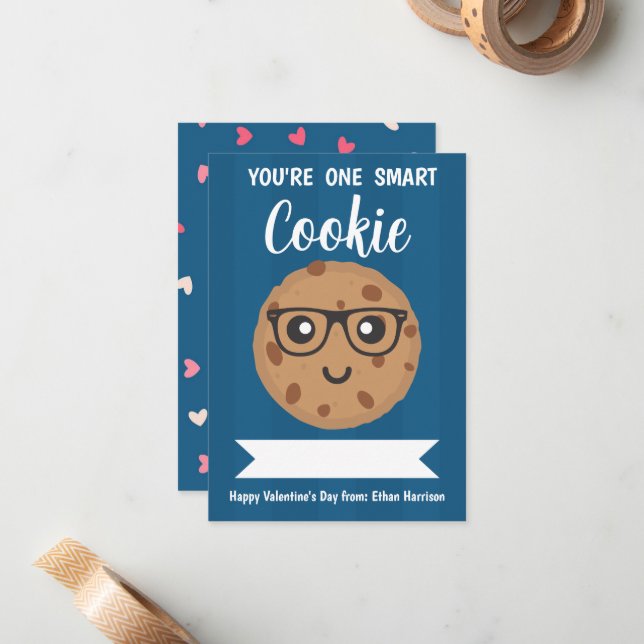 Cartão De Notas One Smart Cookie - Kids Classroom Valentine's Day (Frente/Verso In Situ)