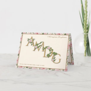 Cartão De Notas Oração católica floral religiosa AMDG Vintage