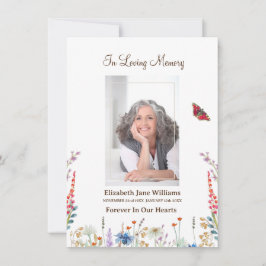Cartão De Notas Oração Fúnebre Memorial Flor Selvagem & Borboleta 