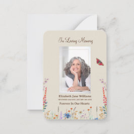 Cartão De Notas Oração Fúnebre Memorial Flor Selvagem & Borboleta 