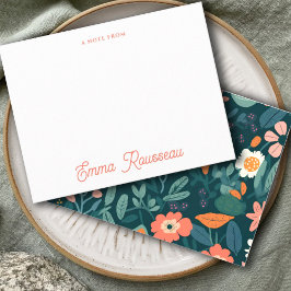 Cartão De Notas Orange Boho Wildflower Script Nota De