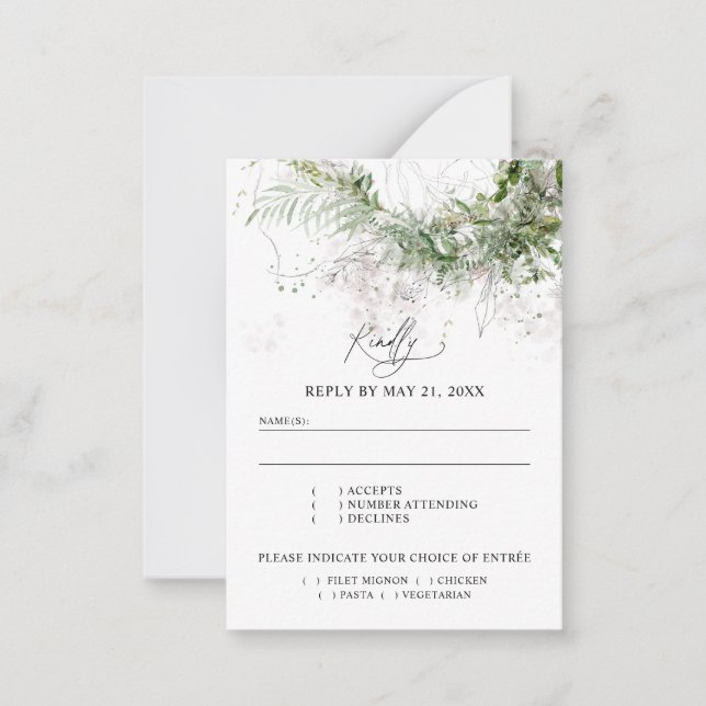 Cartão De Notas Orçamento Boho Greenery Wedding RSVP (Frente)