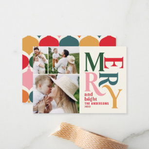 Cartão De Notas orçamento Colorida Vintage Merry Christmas foto