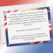 Orçamento de 250º Aniversário Salve a Data 3 de Ju