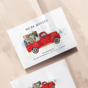 Cartão De Notas Orçamento Estamos Movendo Vintage Red Truck Novo E