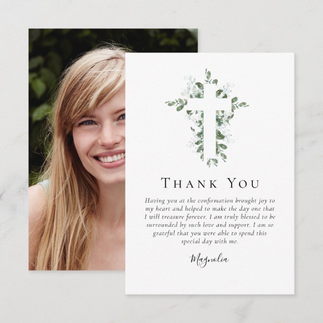 Cartão De Notas Orçamento Eucalyptus Cross | Confirmação Obrigado (Frente/Verso)