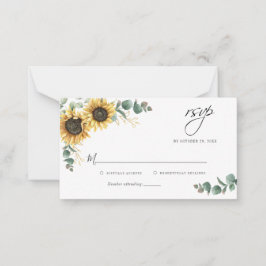 Cartão De Notas Orçamento Eucalyptus Sunflower Wedflower RSVP Card