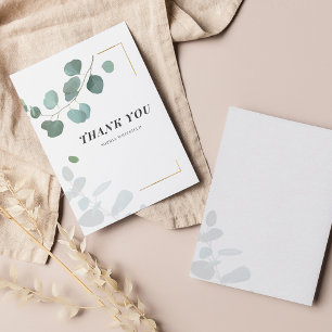 Cartão De Notas Orçamento Eucalyptus Verde Quadro Dourado Obrigado