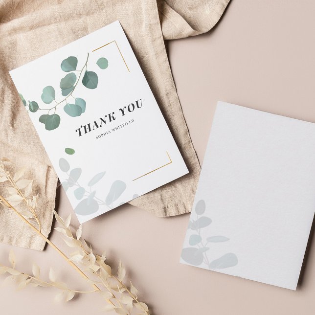 Cartão De Notas Orçamento Eucalyptus Verde Quadro Dourado Obrigado (Criador carregado)