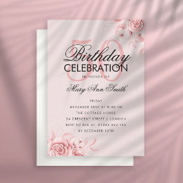 Cartão De Notas Orçamento Floral Aniversário Rosa Dourado Invite B