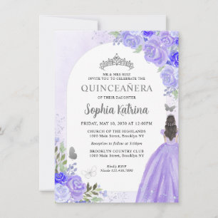 Cartão De Notas Orçamento Floral Cinza Roxa Princesa Quinceanera