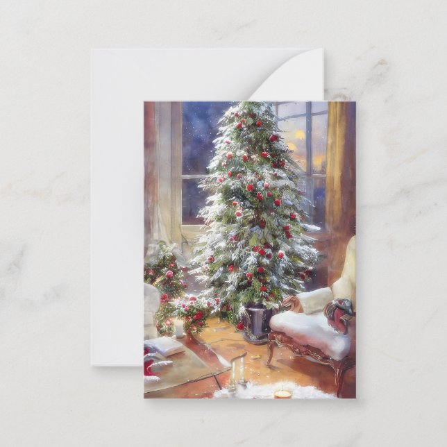 Cartão De Notas Orçamento mini para árvore de Natal antiquada (Frente)