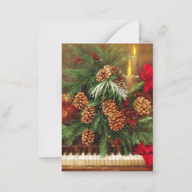 Cartão De Notas orçamento mini piano de Natal (Frente)
