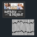 Cartão De Notas orçamento mínimo de tipografia 3 foto diversão de<br><div class="desc">Tudo pode não estar calmo,  mas tudo ainda pode ser brilhante com este divertido cartão de Natal verde,  preto e branco,  design. Com espaço para 3 fotografias quadradas,  disponível numa seleção de cores.</div>