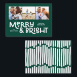 Cartão De Notas orçamento mínimo tipografia 3 fotografia Natal<br><div class="desc">Tudo pode não estar calmo,  mas tudo ainda pode ser brilhante com este divertido cartão de Natal verde e colorido. Com espaço para 3 fotografias quadradas,  disponível numa seleção de cores.</div>