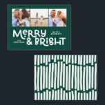 Cartão De Notas orçamento mínimo tipografia 3 fotografia Natal<br><div class="desc">Tudo pode não estar calmo,  mas tudo ainda pode ser brilhante com este divertido cartão de Natal verde e colorido. Com espaço para 3 fotografias quadradas,  disponível numa seleção de cores.</div>