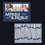 Cartão De Notas orçamento mínimo tipografia 3 fotografia Natal<br><div class="desc">Tudo pode não estar calmo,  mas tudo ainda pode ser brilhante com este divertido cartão azul-de-Natal colorido. Com espaço para 3 fotografias quadradas,  disponível numa seleção de cores.</div>