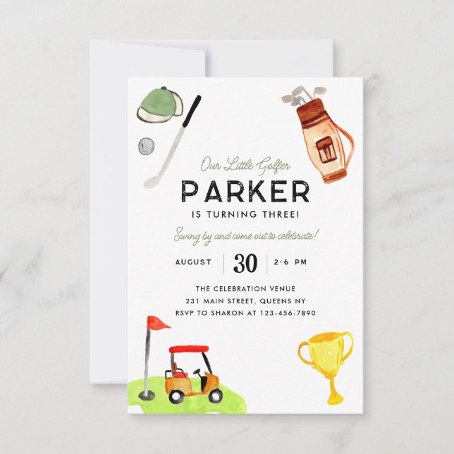 Cartão De Notas Orçamento Nosso Pequeno Saco de Golfe Carrinho de  (Frente)